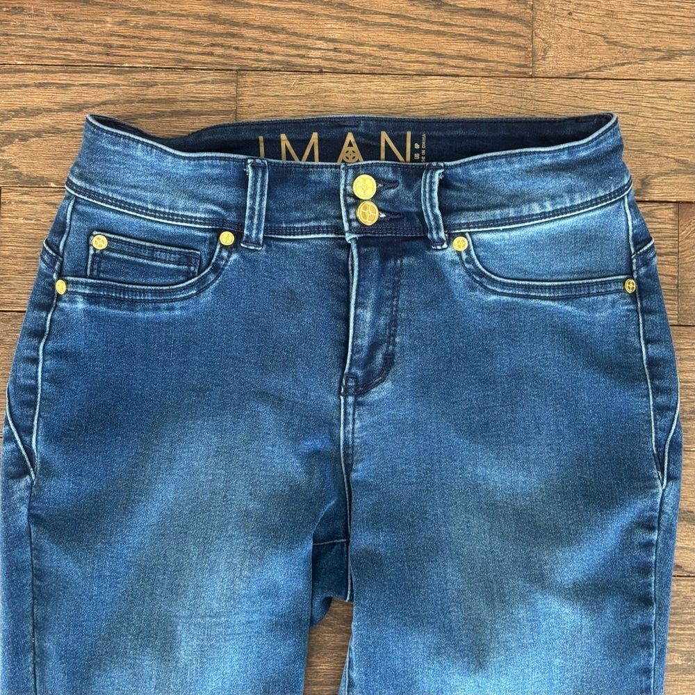 IMAN Global Chic Luxury Resort 360 Slim Bootcut 2 Button Jeans • size 6P - Picture 5 of 10